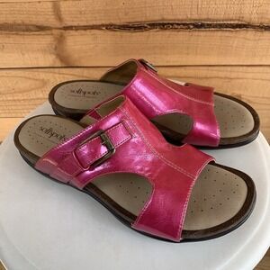 Softspots‎ Women's Caileen Comfort Sandals Hot Pink Berry Metallic Buckle Sz 10W